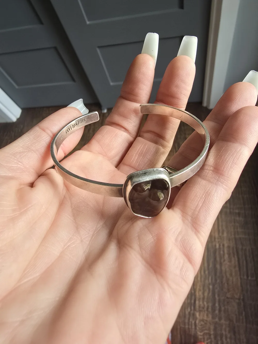 Sterling Silver Cuff With Natural FIRE AGATE